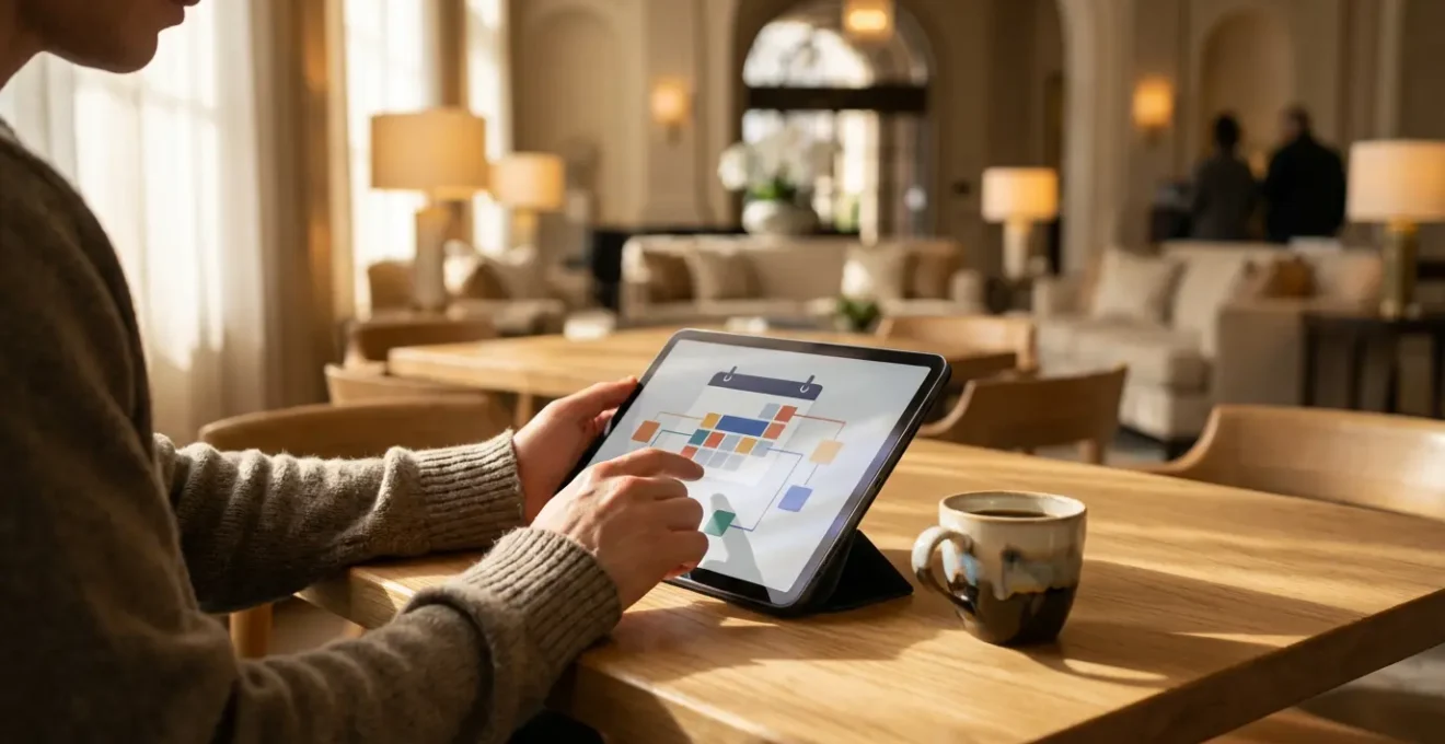 Calendrier visuel avec zones colorées montrant les périodes creuses et les économies potentielles sur l'année