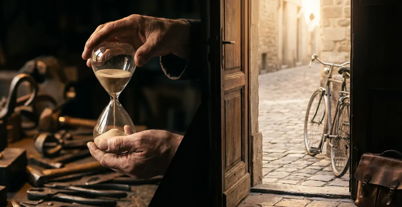 Composition artistique montrant le contraste entre le temps de création et le temps d'exploration