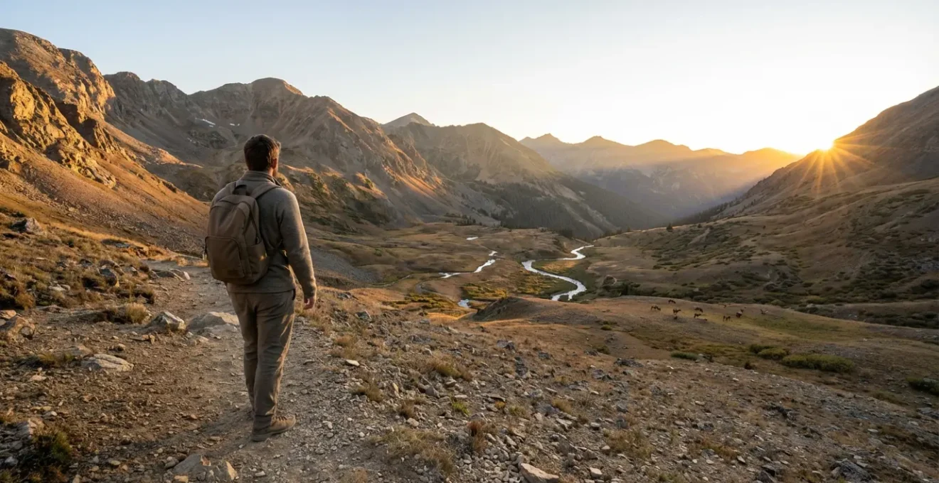 Randonneur devant un panneau de réglementation dans un parc national français